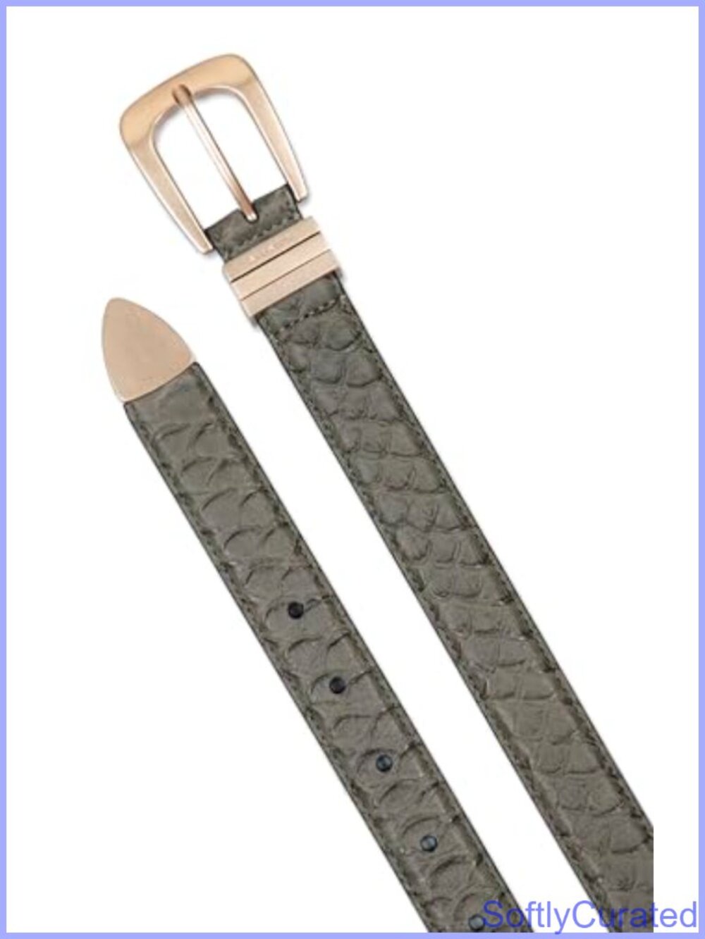 1 Inch Python-Embossed Leather Belt Feather Edge Western Buckle - Picture 4 of 4